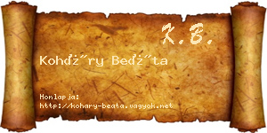 Koháry Beáta névjegykártya
