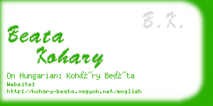 beata kohary business card